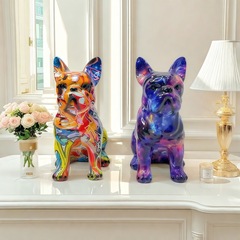 ヨーロッパ風創意フランス闘牛犬置物ホームオフィス装飾品玄関ワインキャビネット樹脂工芸品装飾