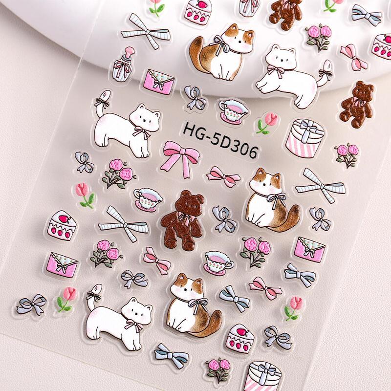 Cute and Adorable Puppy Nail Stickers 5D Embossed Full-Stick 3D Cute Cat DIY Nail Art Decorations Hg Style Cute and Adorable Puppy Nail Stickers 5D Embossed Full-Stick 3D Cute Cat DIY Nail Art Decorations Hg Style