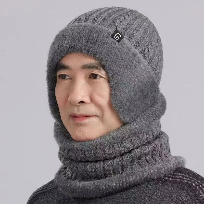 中老年人帽子男士冬季保暖护耳老人帽子男冬天爸爸爷爷针织毛线帽|undefined