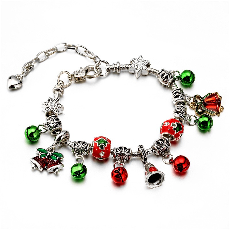 Cruz-frontera fábrica al por mayor ajustable de Navidad muñeco de nieve muleta pulsera DIY rojo pulsera de cuentas de regalo de Navidad