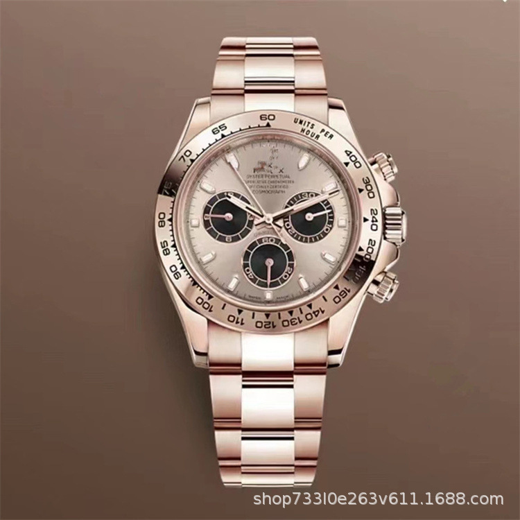 Ice Blue Panda Daytona Watch for Men, Fully Automatic Mechanical Wristwatch with Three Sub-Dials and Six Hands, Multi-Function Danny Road Chronograph