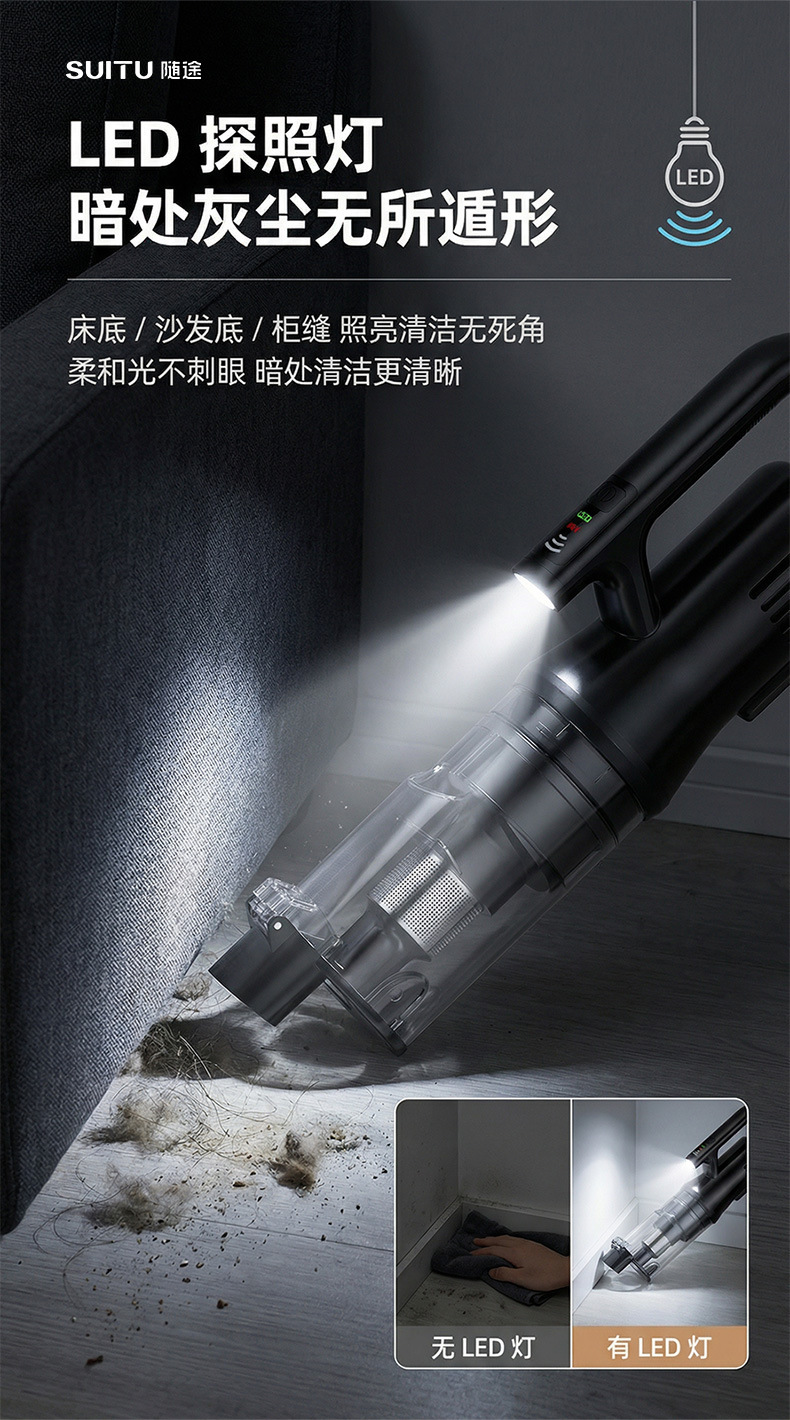 Wireless Car Vacuum Cleaner with High Suction Power, Household Car Vacuum Cleaner, Handheld Small Outdoor Multi-Purpose Blowing and Suction All-In-One Machine