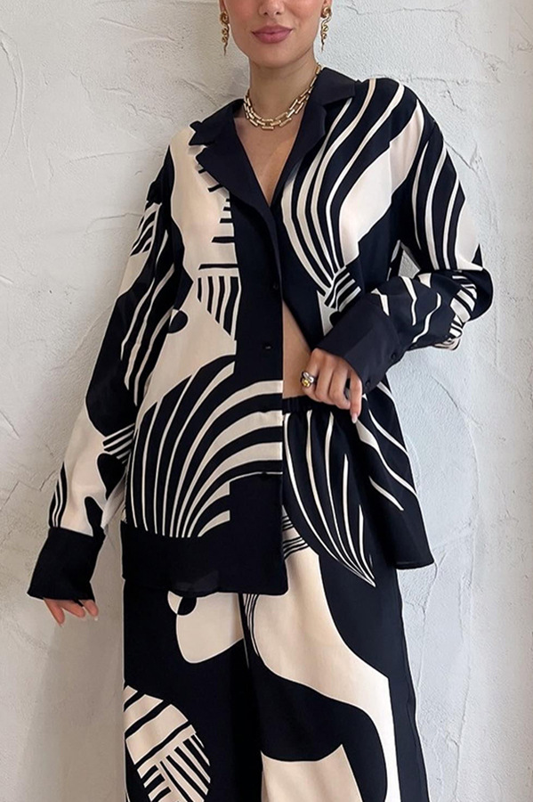 Spring, Autumn Season Women's Gender Daily Street Women's Casual Geometric Polyester Printing Pocket Pant Co-ord Set Pants Sets