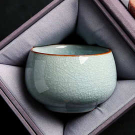 茶盏开片品茗杯个人功夫茶具专用冰花汝窑茶杯陶瓷家用主人杯单杯