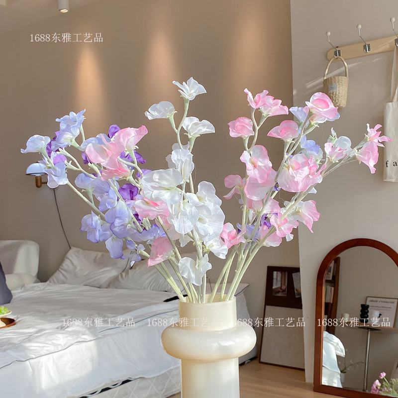 Pea flower artificial flower Nordic home decoration bouquet living room decoration wedding lead floral factory wholesale in stock