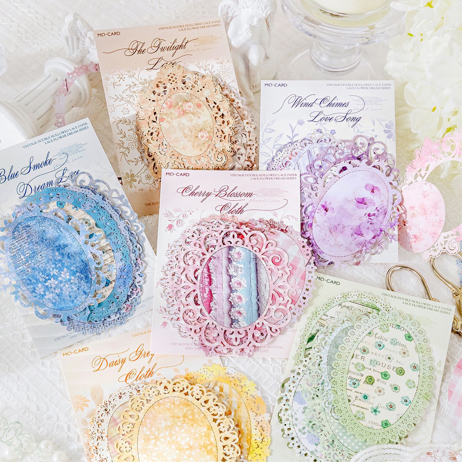Mo Mo retro papel de encaje hueco flor de encaje sueño viento marco de encaje bolso de mano papel de fondo de decoración de bricolaje