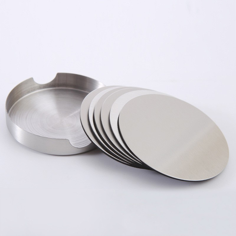 Yongkang Manufacturer Directly Supplies Round Stainless Steel Heat-Insulating Coasters, 6-Piece Set, Restaurant, Hotel, Bar Supplies, Table Mats