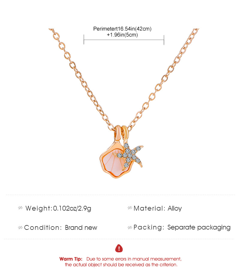 Fashion Starfish Shell Alloy Plating Inlay Shell Zircon Women's Pendant Necklace 1 Piece display picture 1