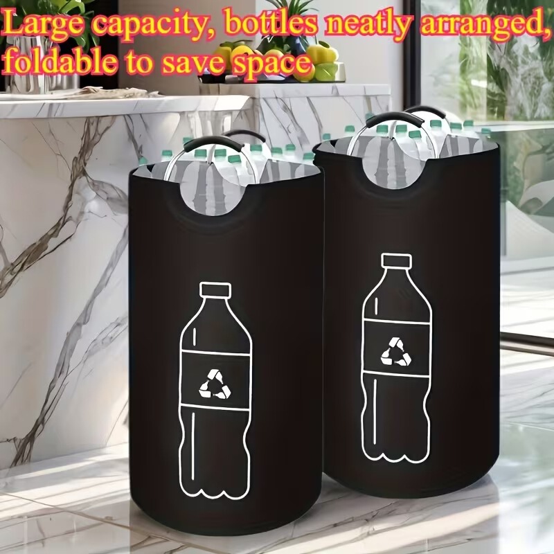 Cross-Border Popular Beverage Bottle Recycling Bag, Multifunctional Aluminum Handle Folding Storage Bag, Household Recycling Bin, Amazon