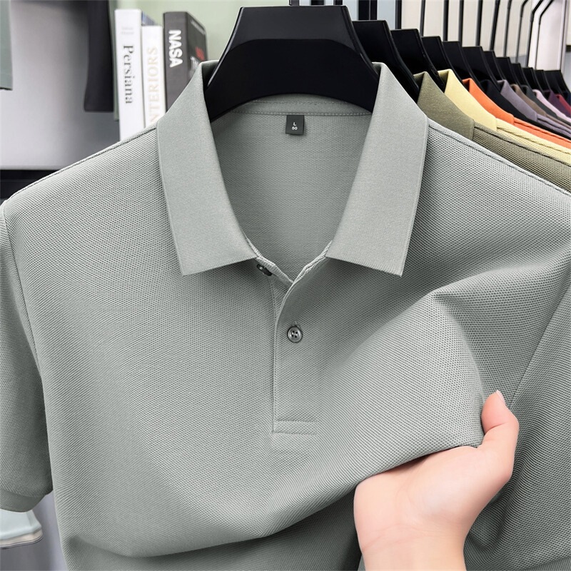 Popular Pure Cotton Double Mercerized Cotton Men's Short-Sleeve T-Shirt 2026 Summer New Ice Silk Cool-Feel Turn-Down Collar T-Shirt Short-Sleeve Men's Popular Pure Cotton Double Mercerized Cotton Men's Short-Sleeve T-Shirt 2026 Summer New Ice Silk Cool-Feel Turn-Down Collar T-Shirt Short-Sleeve Men's