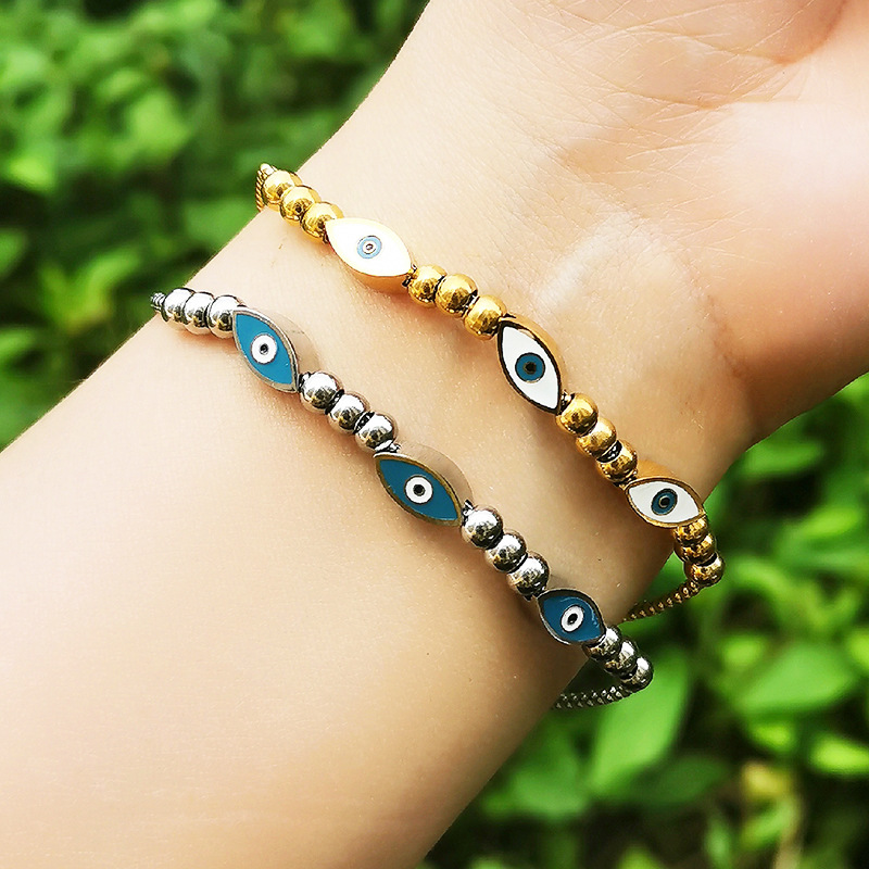 Simple Style Eye Titanium Steel Enamel Bracelets 1 Piece