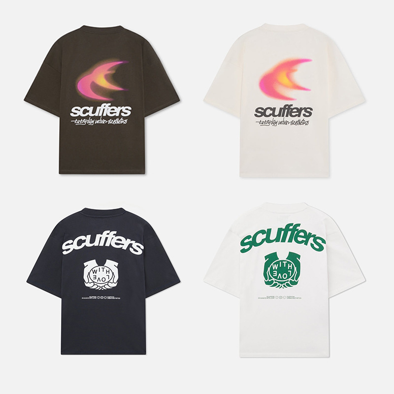 Scuffers 26Ss New Cross-Border Spring and Summer Pure Cotton Short-Sleeved Men's and Women's Round Neck T-Shirt Trendy Brand T-Shirt Scuffers 26Ss New Cross-Border Spring and Summer Pure Cotton Short-Sleeved Men's and Women's Round Neck T-Shirt Trendy Brand T-Shirt