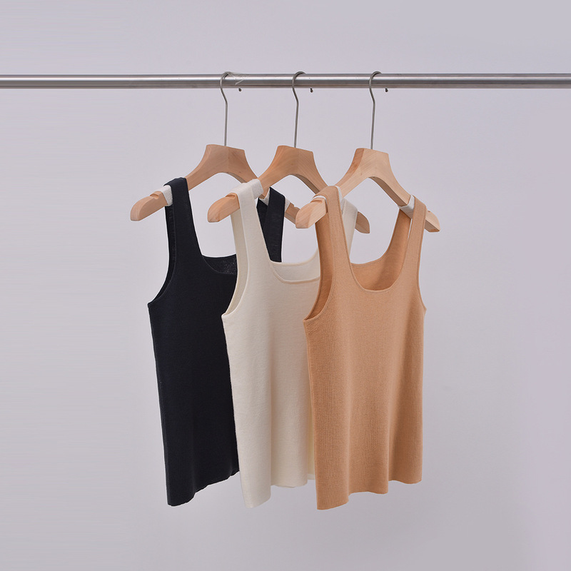 25 Spring New Wool Sweater Women's U-Collar Sleeveless Pullover Knitted Vest Slim-Fit Slimming Sweet Cute Top