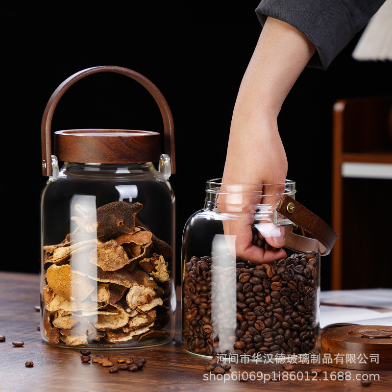 tanque de almacenamiento de cáscara de naranja con viga de elevación, tanque de sellado de vidrio de alto silicio de silicio, tanque de café, botella de vidrio de licor, jarra de té