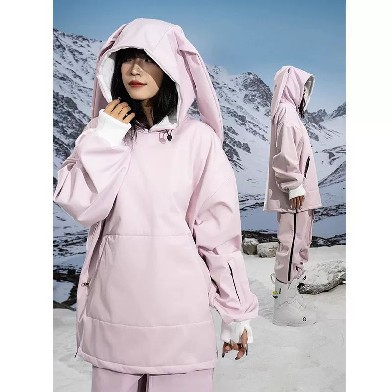 Харбинский лыжный костюм милые кроличьи уши одиночные двойные снежные напоги водонепроницаемый ветрозащитный мужской и женский лыжный костюм