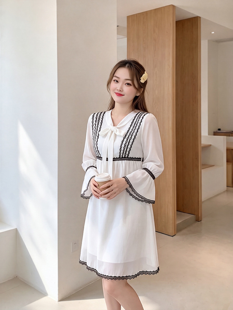 65-160kg Plus Size Casual Dress Women's Spring and Autumn New Style Fat Mom Plus Size Long Sleeve Country Style Dress