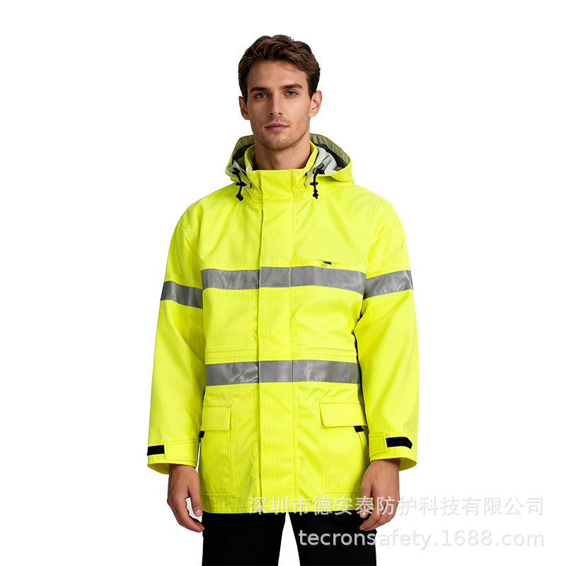 阻燃雨衣套装电力电工抢修作业防护服晴棉芳纶三级阻燃防电弧雨衣