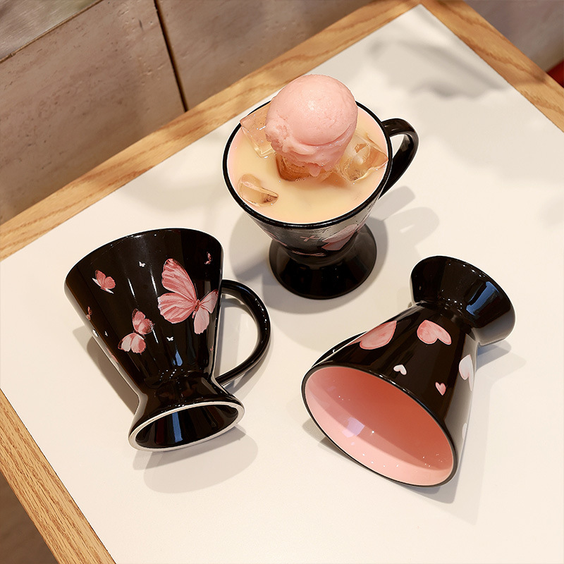 Taza de agua de cerámica de Shang 'en Taza de cintura delgada Taza de desayuno casera Taza de café casera Taza de helado comestible