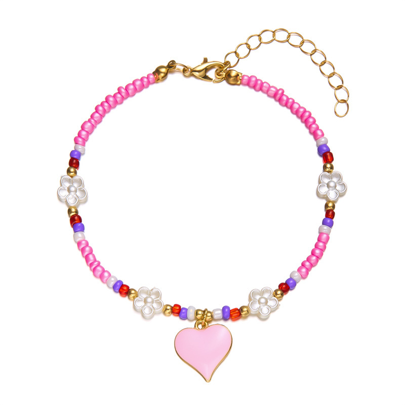 8g Weight Anklet Classification 1 Piece Quantity Holiday, Beach Occasion Seed Bead Material Heart Shape Pattern All Seasons Season Women's Gender Simple Style, Classic Style Style Wholesale Jewelry Simple Style Classic Style Heart Shape Seed Bead Anklet 22