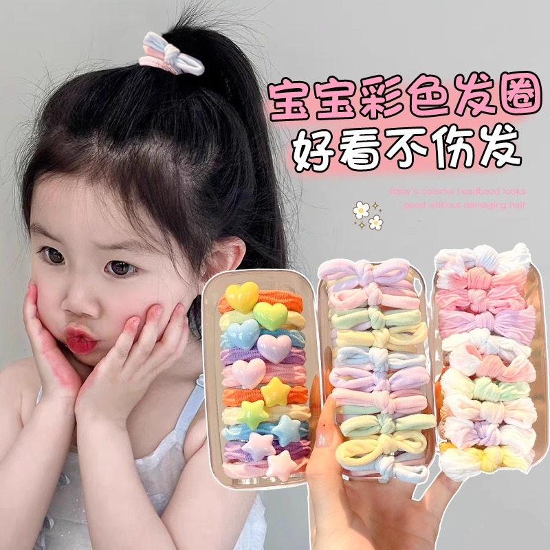 El color del bebé no daña el cabello, el anillo para el cabello, la cuerda para el cabello de la cola de caballo alta para niños, la cuerda para el cabello de la niña, el tocado de la banda elástica alta