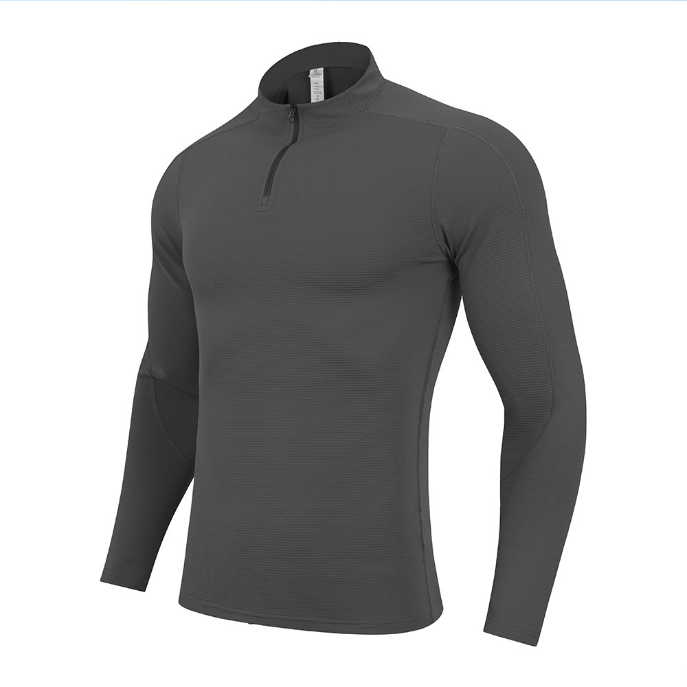 Otoño y invierno de secado rápido camiseta deportiva con semia cremallera de camiseta deportiva de manga larga de acondicionamiento físico al aire libre para hombres y mujeres camisas casuales transfronterizas