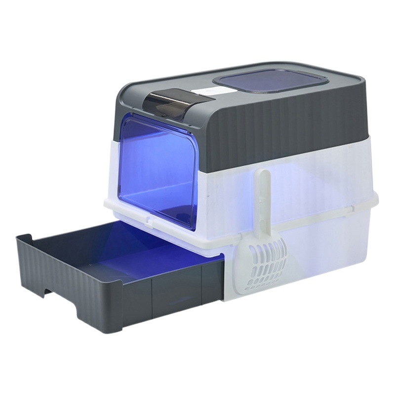Caja de arena para gatos inteligente tipo cajón Desinfección UV Esterilización completamente cerrada Inodoro de gato grande Suministros para mascotas cerrados
