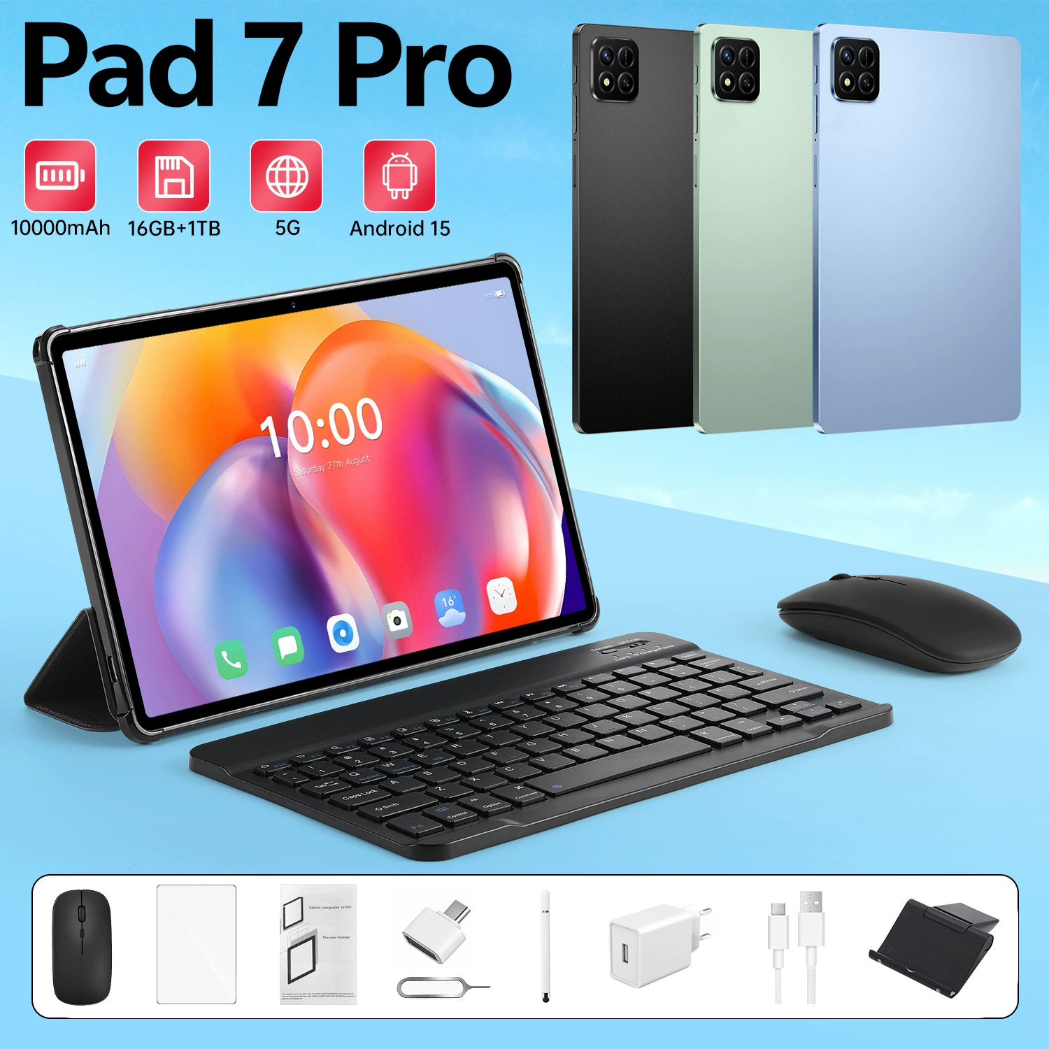 Планшет‑ноутбук (Pad 7 Pro) 10,1″, 32 ГБ, 4G, варианты с мышью/клавиатурой/чехлом