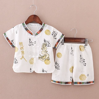 儿童汉服夏款男童古装夏装套装改良棉麻中国风复古宝宝汉服男唐装