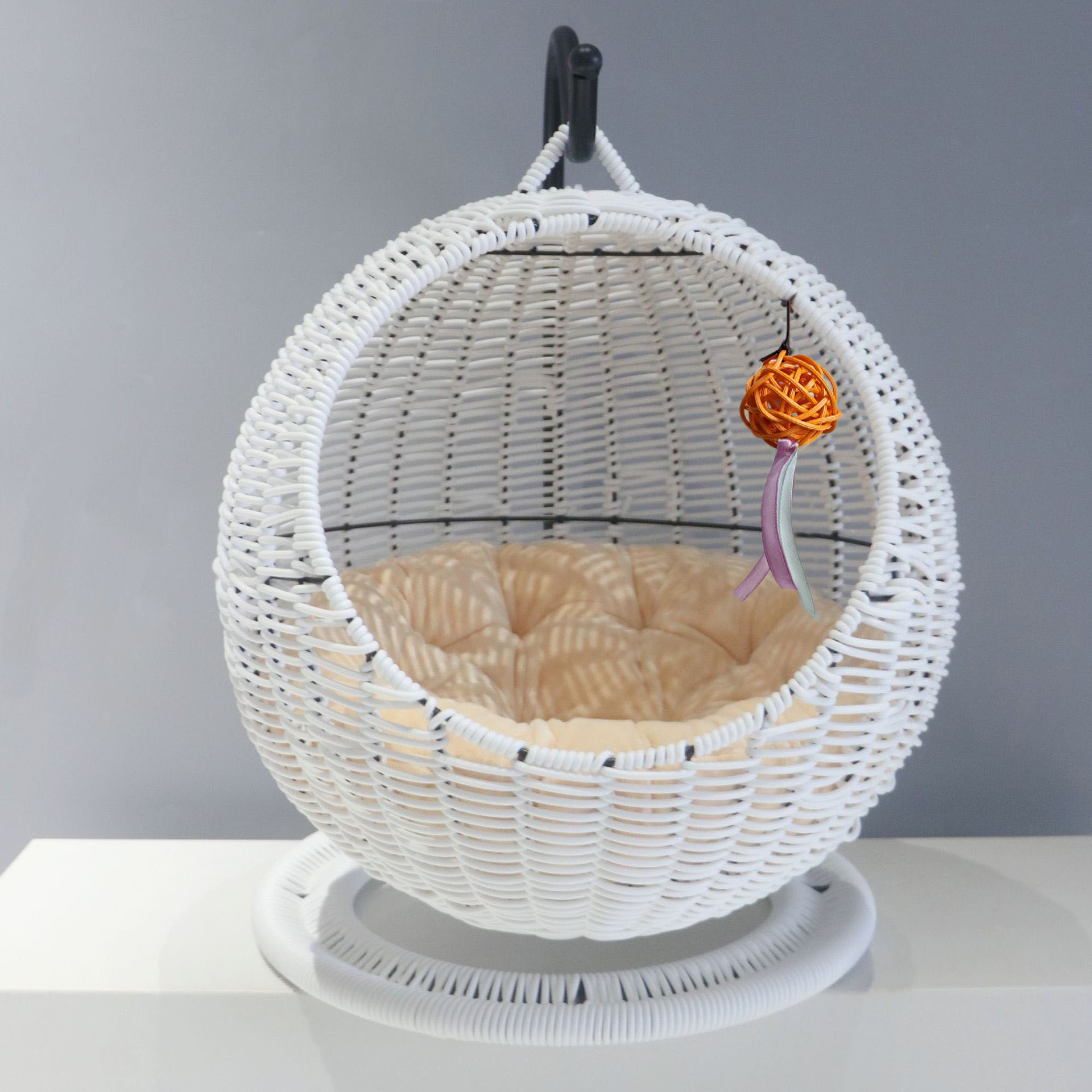 Celebridad de Internet semi-cerrado para mascotas hamaca gato nido gato jaula redonda gato colgando cama cesta ratán verano gato hamaca