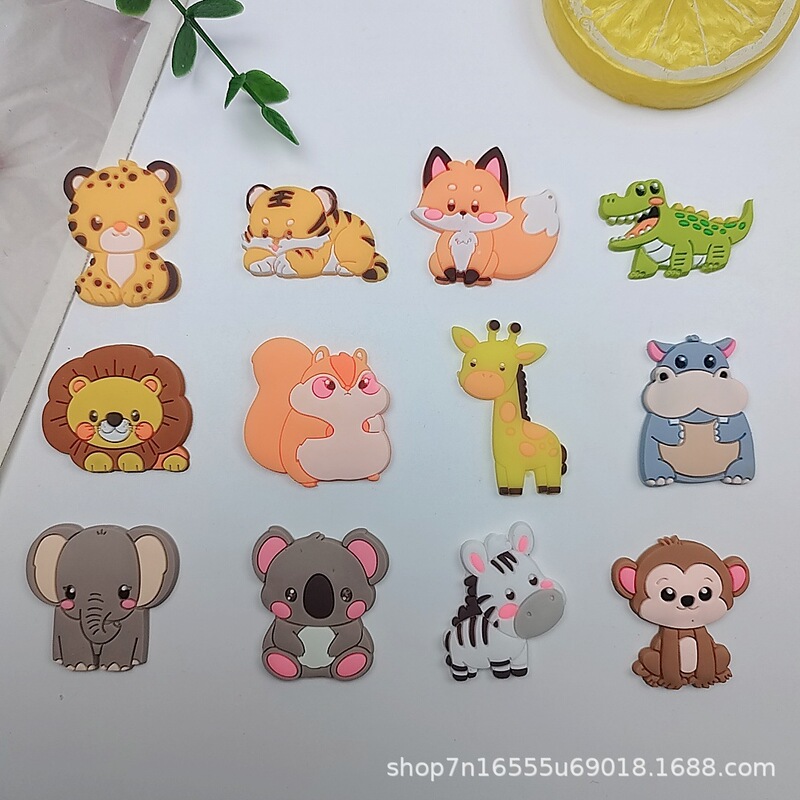 New Animal Collection Pvc Soft Patch DIY Mobile Phone Case Hole Shoe Refrigerator Sticker Water Cup Storage Box Accessories