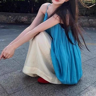 韩系小众宽松显瘦花苞型吊带上衣休闲裤女夏季时尚洋气减龄套装
