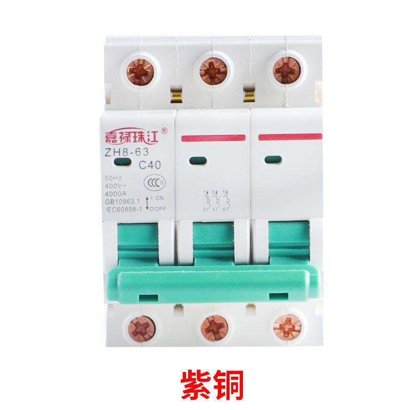 嘉禄珠江紫铜DZ47-63A空气开关微型断路器1P2P3P小型家用C45尾货