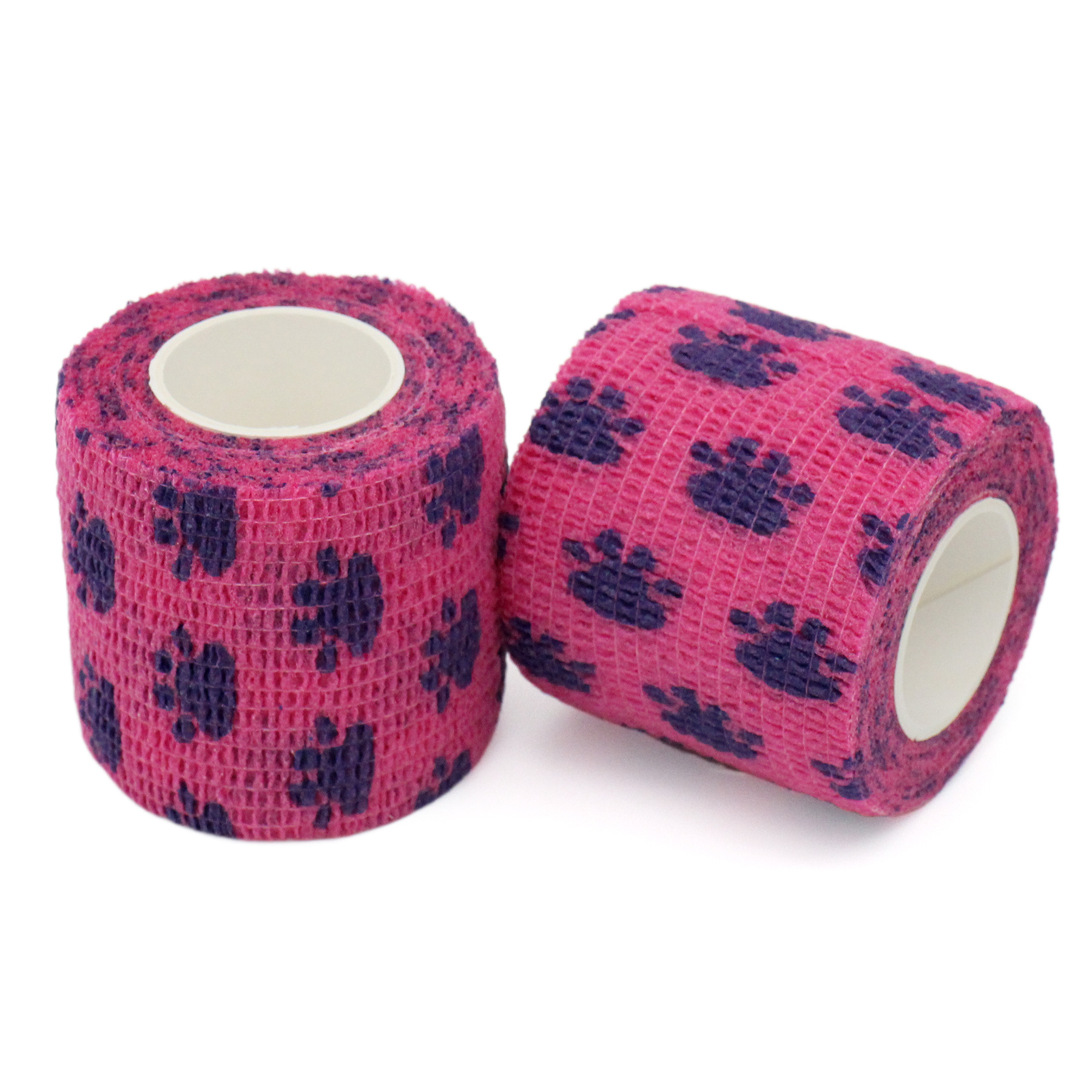 Huellas de color rosa y azul de la