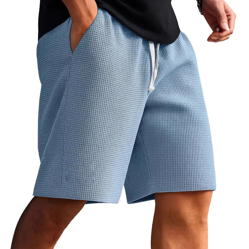2026 Summer Men's Waffle Casual Shorts Loose Drawstring Five-Point Pants European and American Style Beach Pants Trendy Style 2026 Summer Men's Waffle Casual Shorts Loose Drawstring Five-Point Pants European and American Style Beach Pants Trendy Style