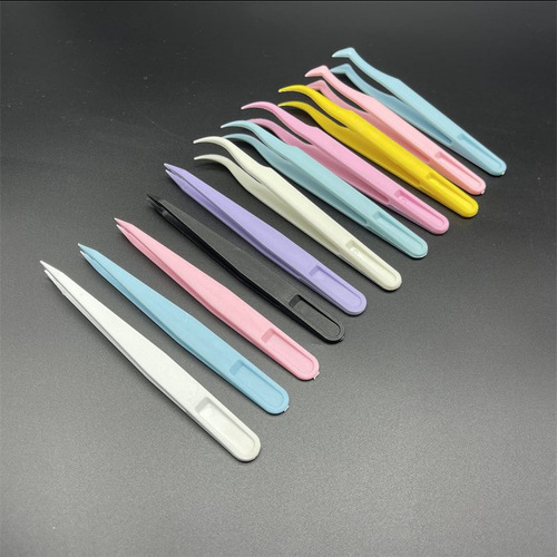 Single-use plastic tweezers DIY handmade sticker Gouka journal nylon tweezers pet feeding sharp clip wholesale