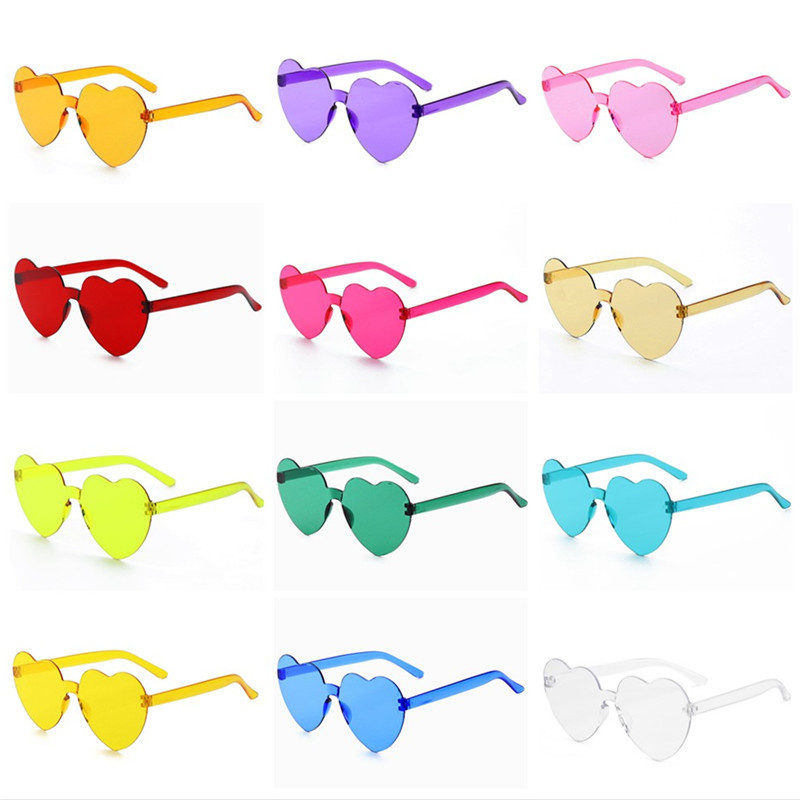Corazón de melocotón gafas de sol amorosas gafas de sol sin marco gafas de estilo de fiesta gafas de sol de moda