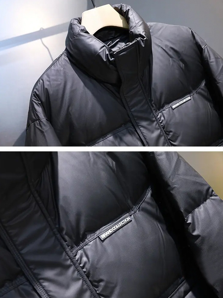 Vêtements pour hommes Veste courte pour hommes Veste épaisse en cuir PU sans lavage Veste chaude et résistante au froid Veste à col montant Veste d'hiver pour hommes Vente chaude_voghion.com