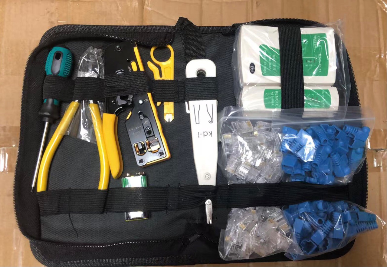 网络工具套装 通孔钳组合工具包 工具维修套件  网络测试仪套装