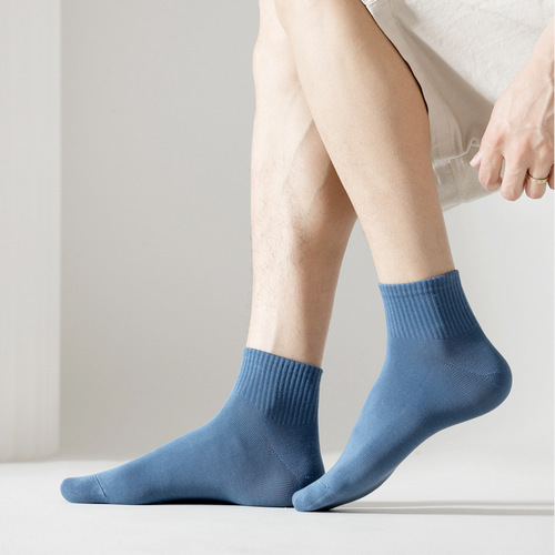 Lumi Autumn New Pima Cotton Men's Solid Color Short Socks Anti-odor and Sweat-Absorbent Black Pure Cotton Socks for Shipping
