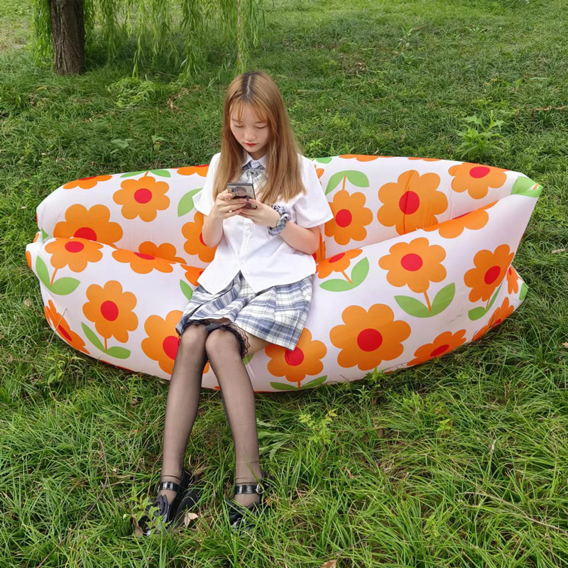 Two-color Pillow Portable Lazy Inflatable Sofa Air Sofa Outdoor Inflatable Bed Beach Inflatable Cushion