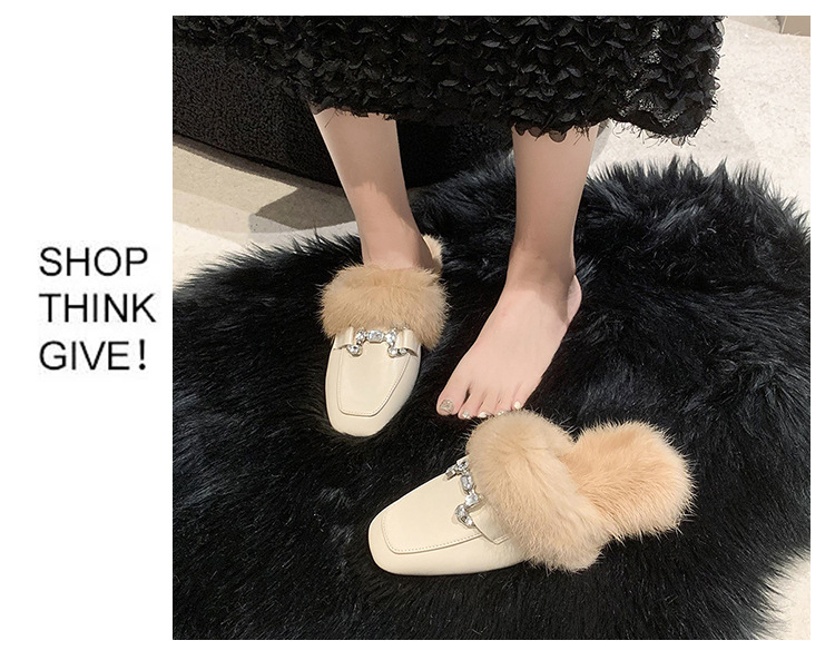 Damesschoenen Baotou halve pantoffels voor dames herfst en winter outdoorkleding nieuwe muiltjes slip on lazy furry schoenen katoenen pantoffels_voghion.com
