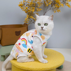 猫の避妊服、メス猫の手術服、通気性のある綿服、離乳服、オス猫の舐め防止術後ペット猫
