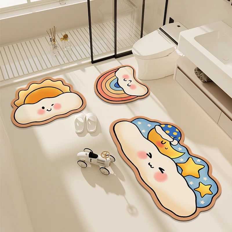 inodoro en forma de U esterilla de baño absorción de agua esterilla de suelo inodoro doméstico barro de diatomeas tres piezas conjunto de secado rápido resistente a la suciedad esterilla de pies sin lavado
