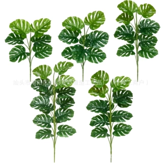 新款仿真绿植龟背竹盆栽大叶户外室内装饰假植物亚马逊龟背叶