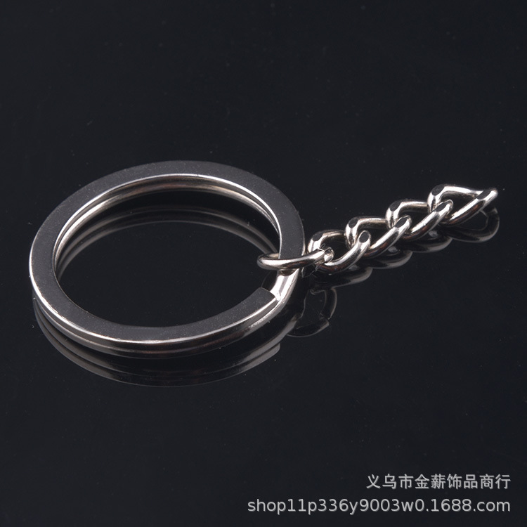 Anillos para llaveros en stock, anillos metálicos para llaveros, anillos planos con cadenas, anillos para llaveros DIY, anillos planos de varios tamaños.