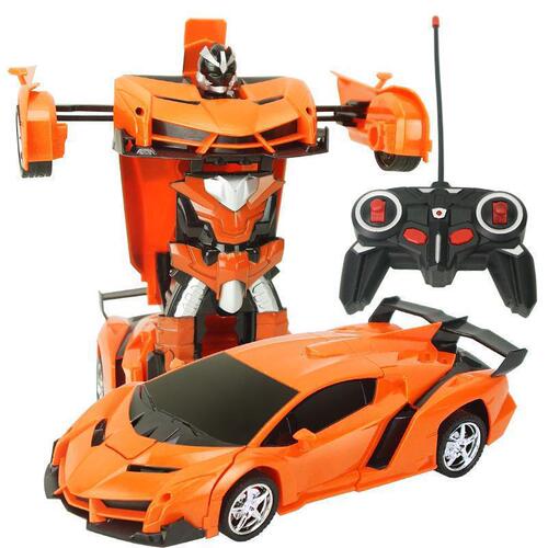 1:18 four-channel one-button deformation remote control car charging remote control deformation car robot children's toy stall batch