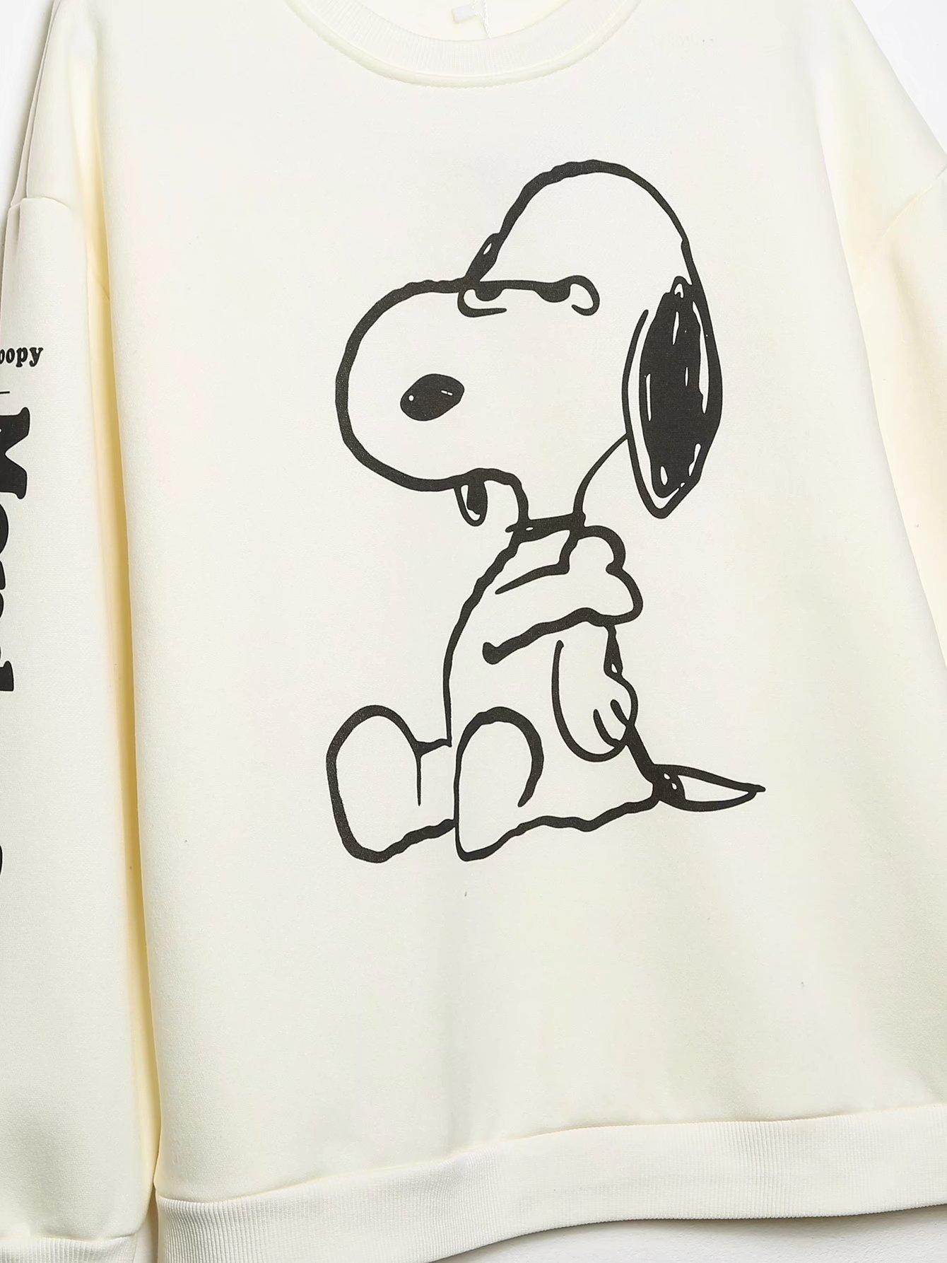 Sudadera de manga larga suelta con estampado de patrón de Snoopy de Comics NSAM109136