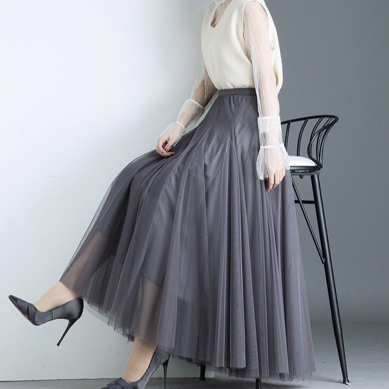 2026 Spring Season Large Flare Puffy Ankle-Length Skirt High Waist Slim Fit Fairy Skirt Mesh Skirt A-Line Skirt 8859 2026 Spring Season Large Flare Puffy Ankle-Length Skirt High Waist Slim Fit Fairy Skirt Mesh Skirt A-Line Skirt 8859