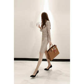 外贸女装2024年休闲名媛轻奢冬季韩版气质蕾丝修身显瘦收腰连衣裙