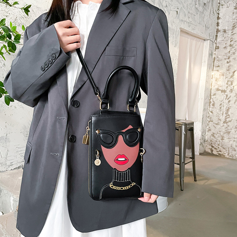 345g Weight Cotton Lining Material Sewing Thread Fashion Element Zipper Closure Type Single Shoulder Strap Strap Type Crossbody Bag Bags Type Casual, Shopping Occasion Pu Leather Material Human Pattern All Seasons Season Women's Gender Streetwear Style Square Shape Medium Size Women's Medium Pu Leather Human Streetwear Sewing Thread Square Zipper Crossbody Bag 148
